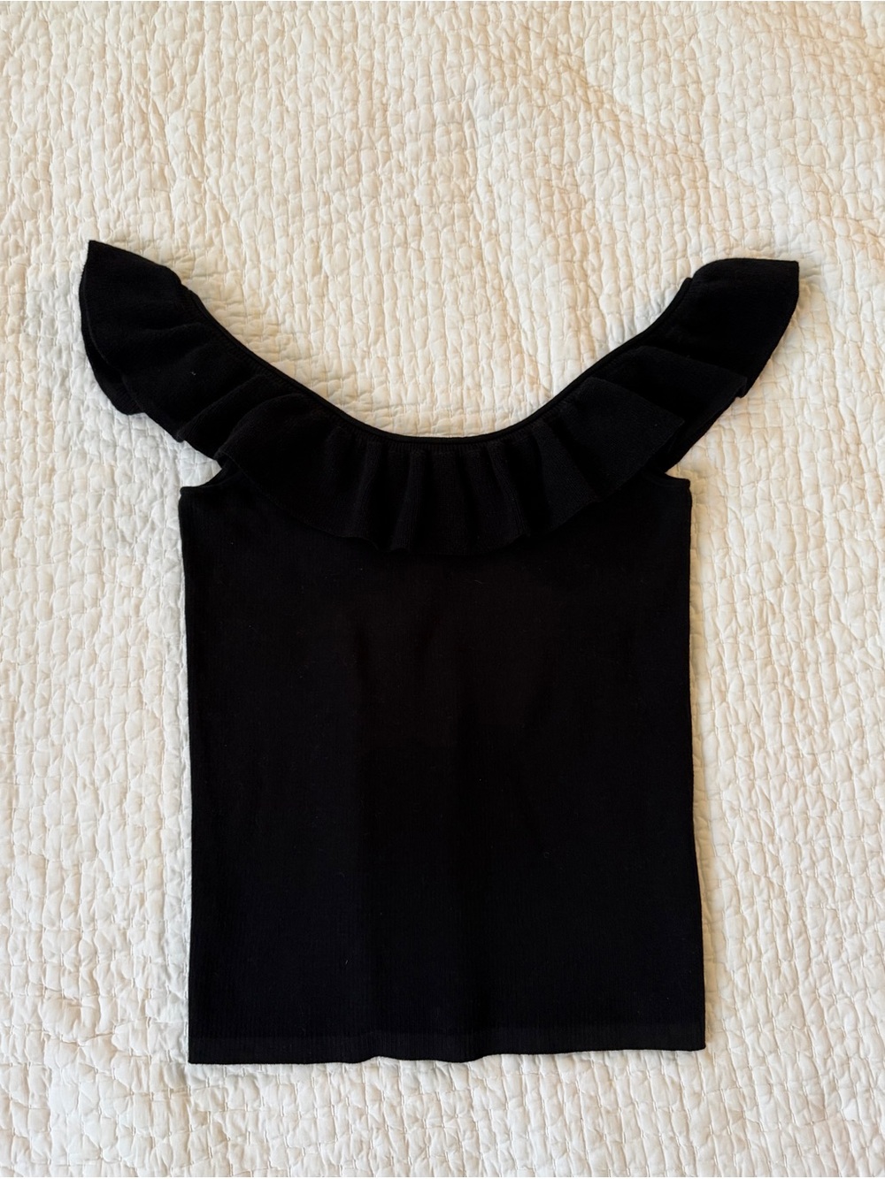 LOFT Black Ruffle Off-Shoulder Tank - Picture 5 of 7